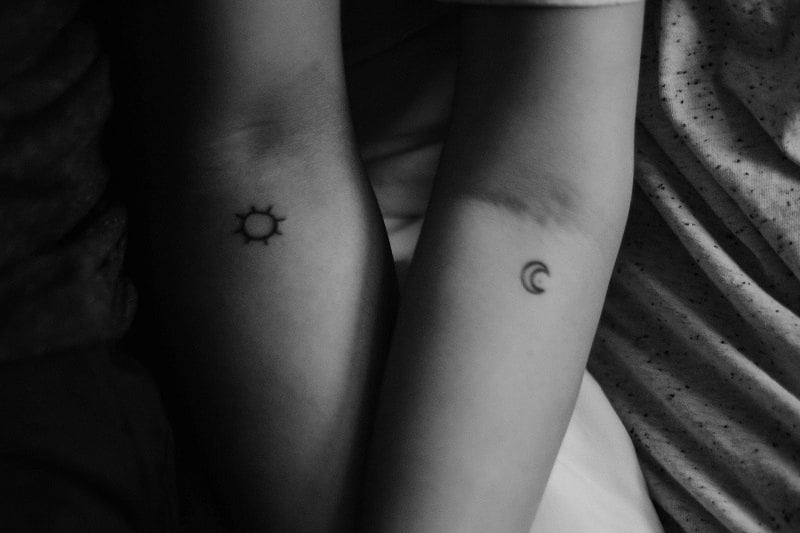 Couple, Sun, Moon, Tattoo
