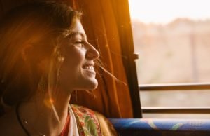 Girl, Woman, Smiling, Window