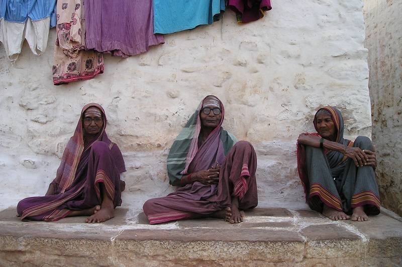 Three old women sitting