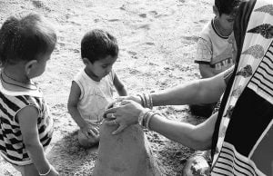 Woman playing with kids